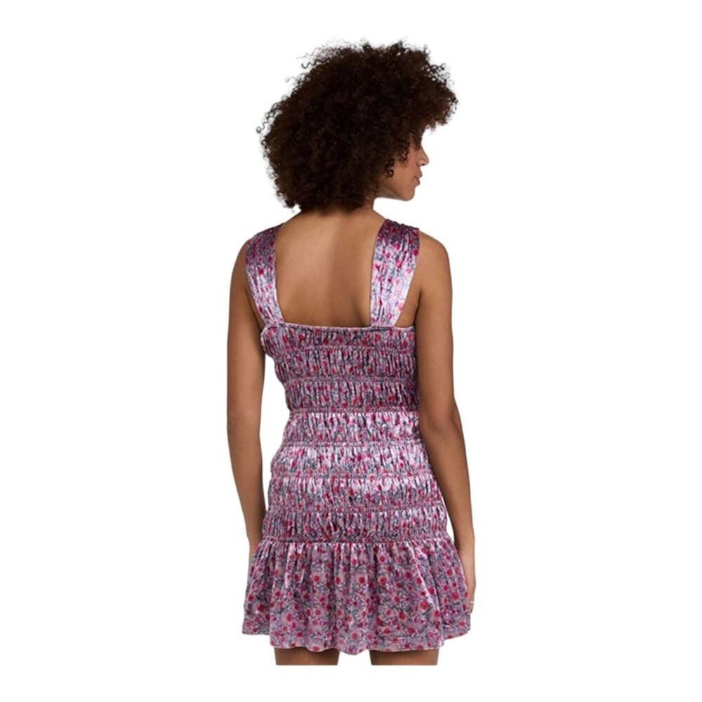 NWT ENGLISH FACTORY DRESS S PURPLE COQUETTE VELVET PURPLE DITSY FLORAL STRETCHY - Picture 3 of 10